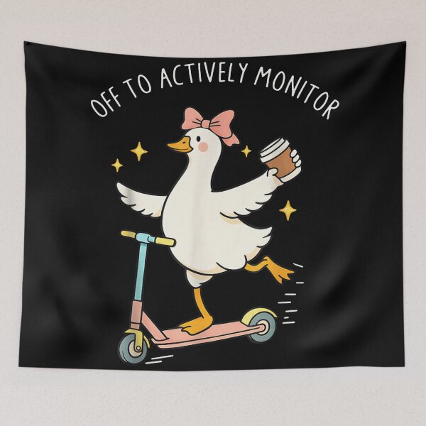 Item preview, Funny Goose On Scooter Off To Actively Monitor Coffee Lover Duck Graphic designed and sold by WilliaMaler.