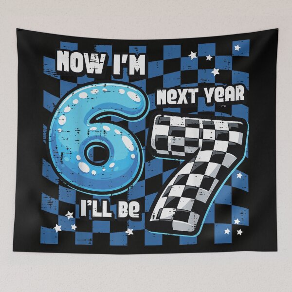 Item preview, Now I’m 6 Next Year I’ll Be 7 Checkered Flag Racing Birthday designed and sold by WilliaMaler.