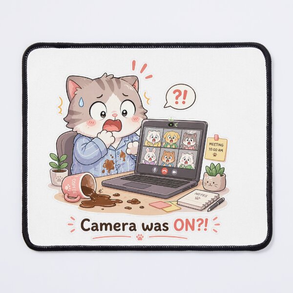 Item preview, Cat Online Meeting Camera Was On Work Panic Moment designed and sold by Sadia Jannat.