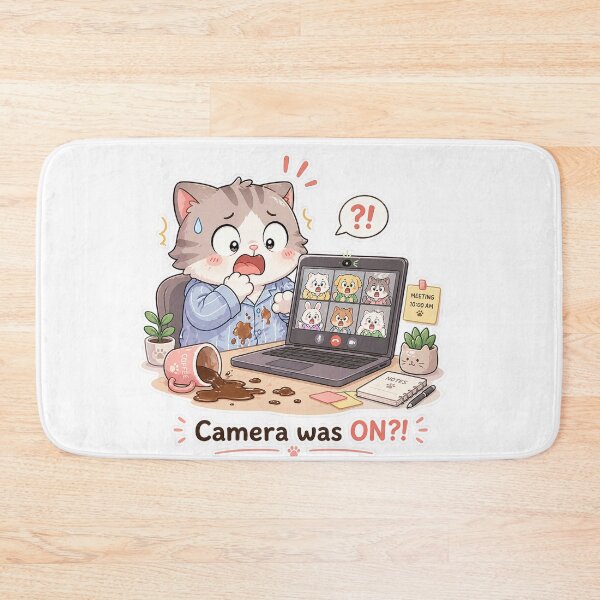 Item preview, Cat Online Meeting Camera Was On Work Panic Moment designed and sold by Sadia  Jannat.