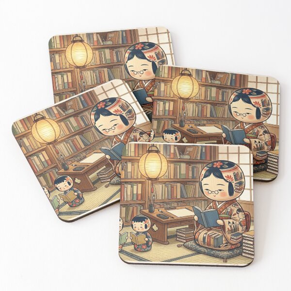 Item preview, Cozy Library Kokeshi: A Moment of Zen and Reading designed and sold by Kokeshidreams.