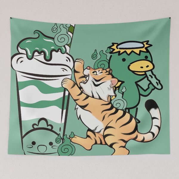 Item preview, Kawaii Tiger and Matcha Milkshake Kappa designed and sold by Kanniax.