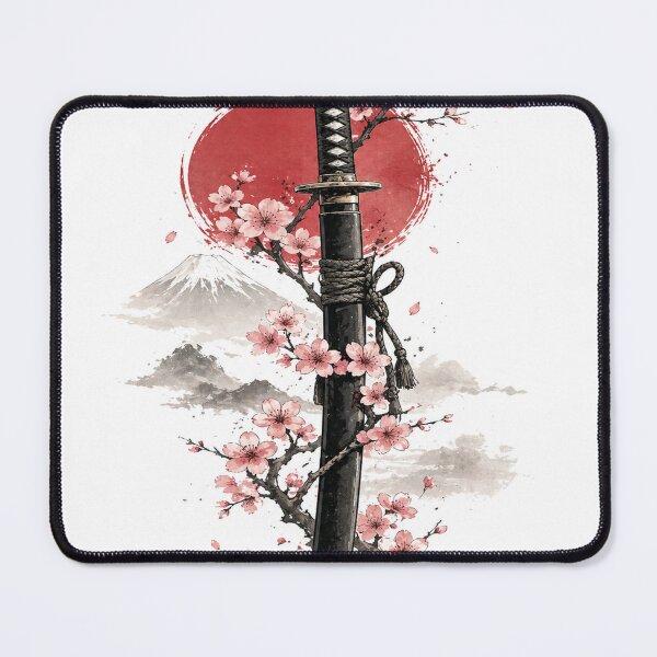 Item preview, Traditional Japanese Katana and Sakura Blossom designed and sold by SSVSTICKERS.