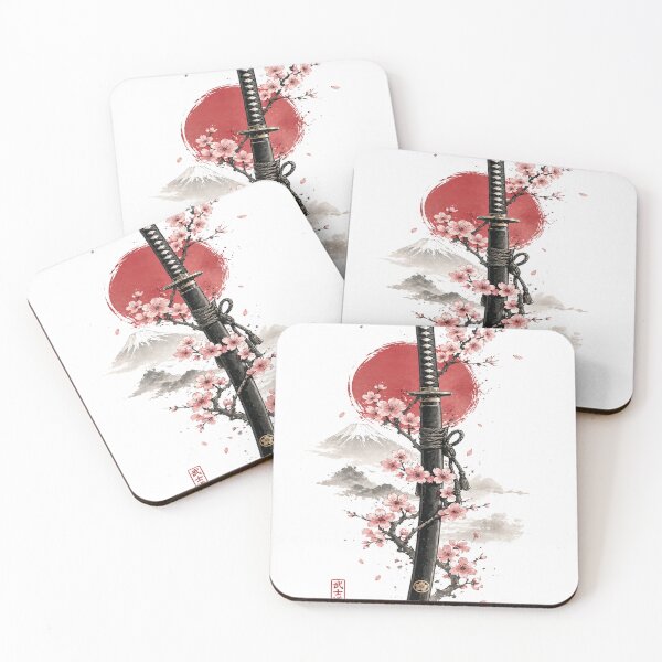Item preview, Traditional Japanese Katana and Sakura Blossom designed and sold by SSVSTICKERS.