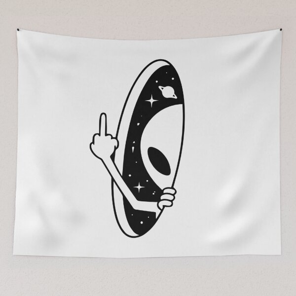 Item preview, Funny Alien Peeking Through Portal – Minimalist UFO Space Art & Sci-Fi Gift designed and sold by LoFi-OG.