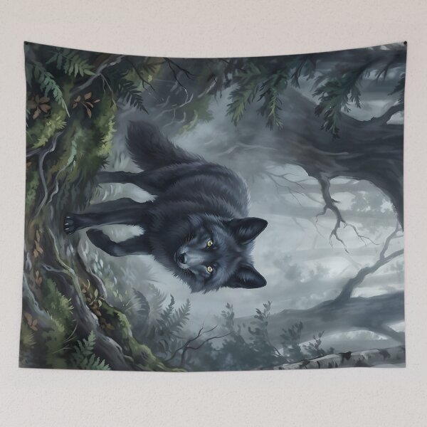 Item preview, Black Wolf Canis Lupus Dark Gothic Forest designed and sold by RubisLeaf.