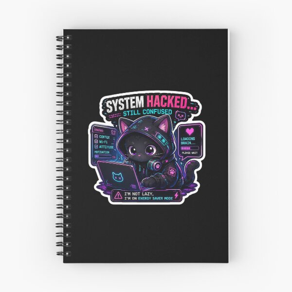 Item preview, System Hacked… Still Confused Funny Cyberpunk Cat Sticker | Cute Hacker Cat Meme | Neon Kawaii Tech Aesthetic designed and sold by Digital_products_0111.