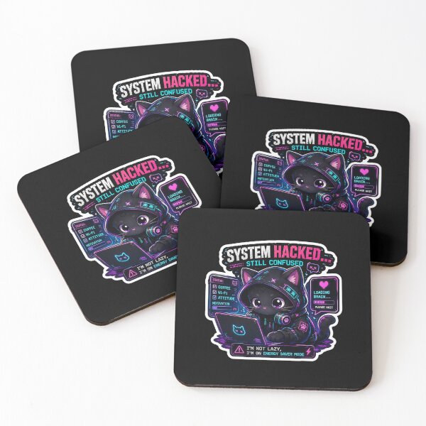 Item preview, System Hacked… Still Confused Funny Cyberpunk Cat Sticker | Cute Hacker Cat Meme | Neon Kawaii Tech Aesthetic designed and sold by Digital_products_0111.