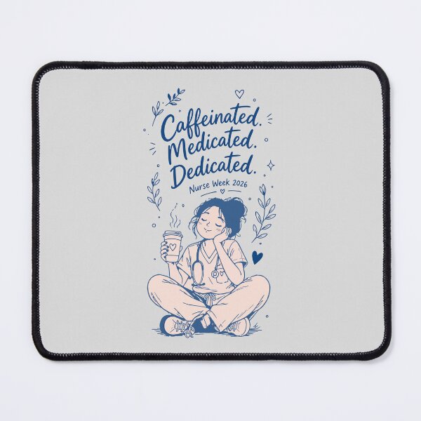 Item preview, Caffeinated Medicated Dedicated Nurse — Funny Nurse Week 2026 Gift | Nurse Coffee Mug Shirt designed and sold by KiwyStudio.