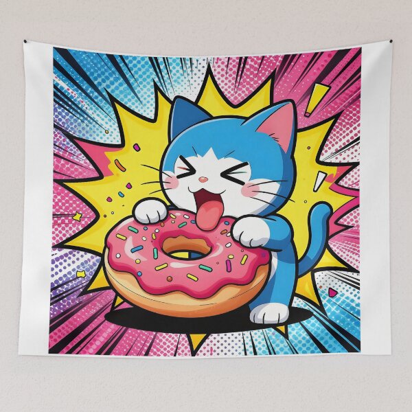 Item preview, Cartoon Cat with Donut Delight designed and sold by Shelley Loewnau-Jones Studio.