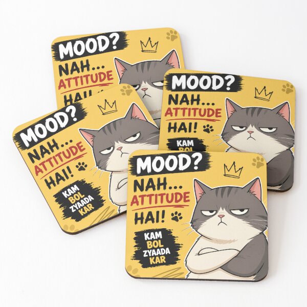 Item preview, Attitude Cat Meme | Mood Nahi Attitude Hai designed and sold by ArtoryNest.