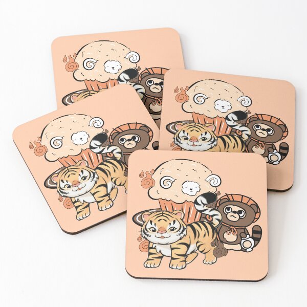 Item preview, Kawaii Tiger and Japanese Tanuki Muffin designed and sold by Kanniax.