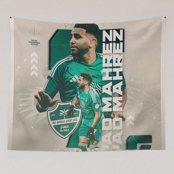 Item preview, Riyad Mahrez #7 - Al-Ahli Saudi Pro League Graphic Art designed and sold by Shopunte.