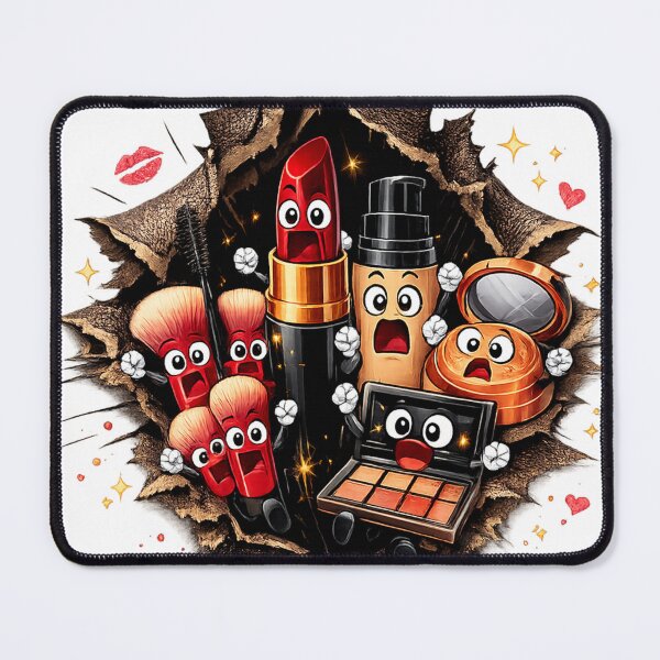 Item preview, Funny Makeup Escape Design – Cute Cosmetic Characters Breaking Out designed and sold by FunBoxes.