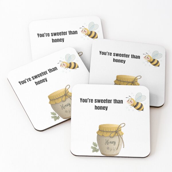 Item preview, ​Cute Bee and Honey - You're Sweeter Than Honey Quote designed and sold by PeplumiArt.