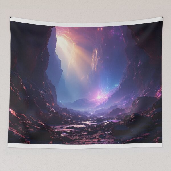 Item preview, Cosmic Light Portal Cave – Sci Fi Fantasy Universe Landscape designed and sold by DreamyWallVibes.