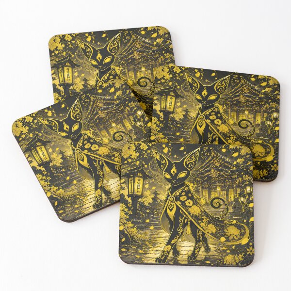 Item preview, Kiwi – Elegant Golden Neko Japanese Style Black and Gold designed and sold by Chamalion.