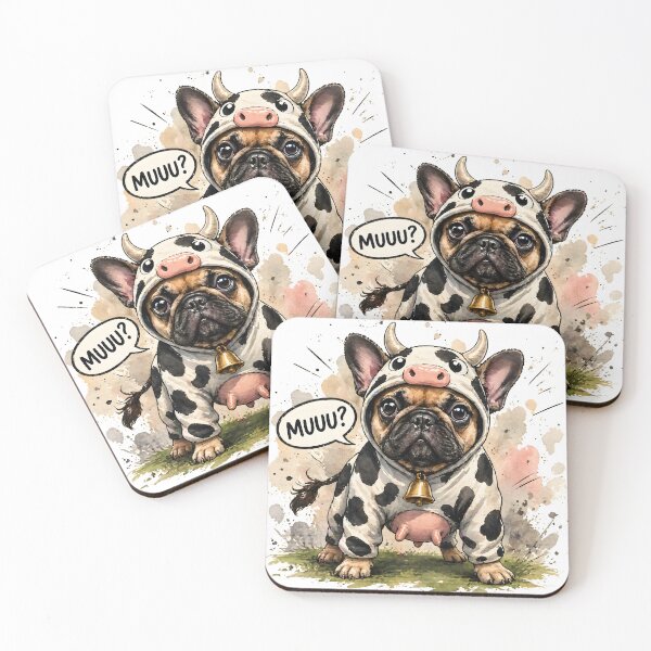 Item preview, Śmieszny buldog w kostiumie krowy designed and sold by shallia.