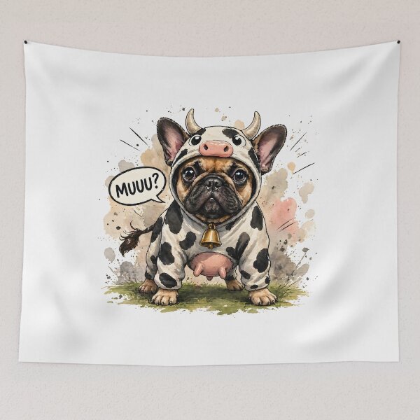 Item preview, Buldog Śmieszny con kostiumie krowy designed and sold by shallia.