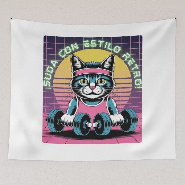 Item preview, Cat-Fitness 80s: Sweat in Retro Style designed and sold by SubliStudio365.