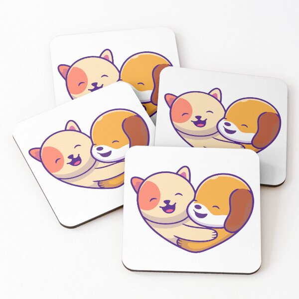 Item preview, Cute Cat and Dog Best Friends Hugging Heart designed and sold by mbtikt.