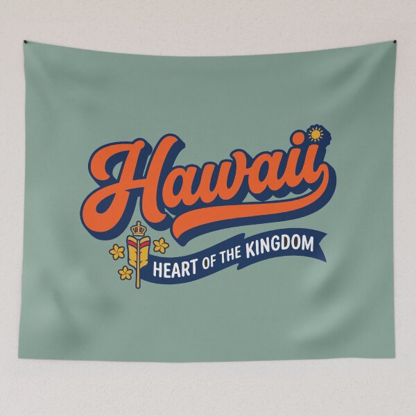 Item preview, Vintage Hawaii Heart Of The Kingdom Retro 70s Script Aesthetic designed and sold by Cozy-Old-Pub.