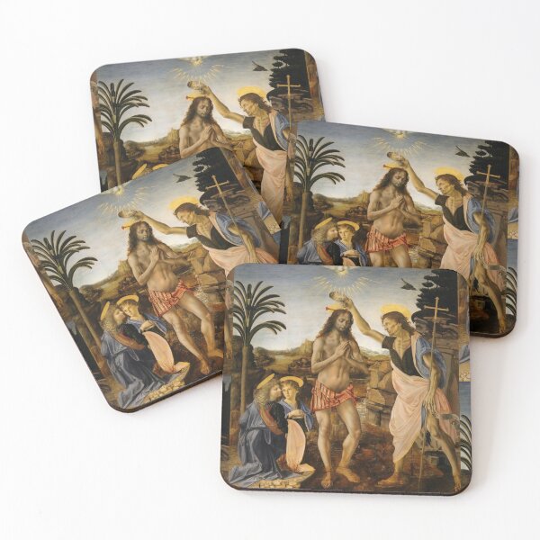 Item preview, Baptism of Christ by Leonardo da Vinci: High Renaissance devotional art poster designed and sold by artofuniverse.