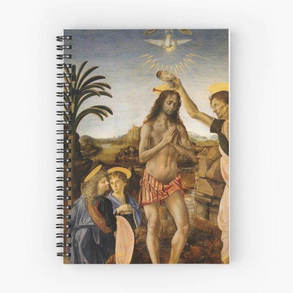 Item preview, Baptism of Christ by Leonardo da Vinci: High Renaissance devotional art poster designed and sold by artofuniverse.
