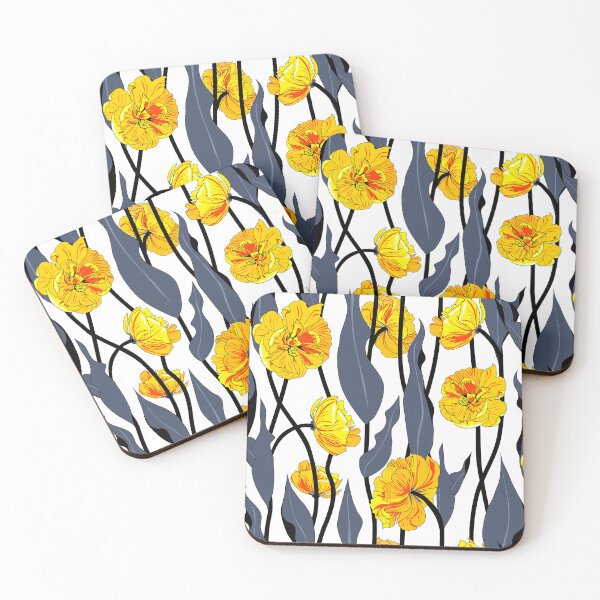 Item preview, double tulip vines - orange on dark blue foliage designed and sold by kobyakov.