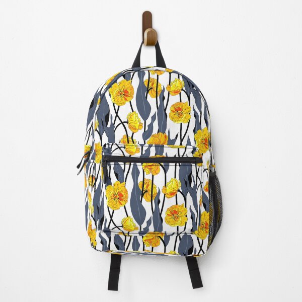 Item preview, double tulip vines - orange on dark blue foliage designed and sold by kobyakov.