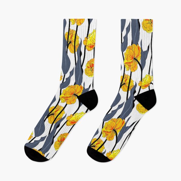 Item preview, double tulip vines - orange on dark blue foliage designed and sold by kobyakov.