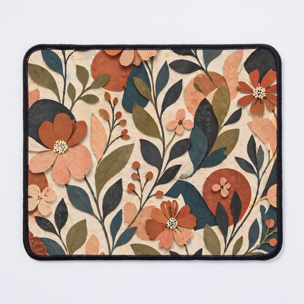 Item preview, Abstract Cut Paper Floral Pattern – Modern Botanical Collage in Earthy Tones designed and sold by Hashola Designs.