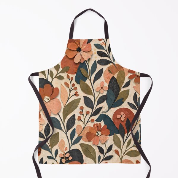 Item preview, Abstract Cut Paper Floral Pattern – Modern Botanical Collage in Earthy Tones designed and sold by Hashola Designs.