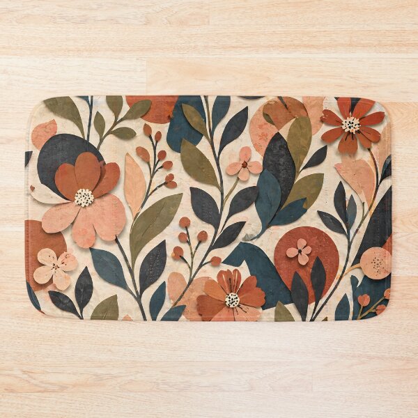 Item preview, Abstract Cut Paper Floral Pattern – Modern Botanical Collage in Earthy Tones designed and sold by Hashola Designs.