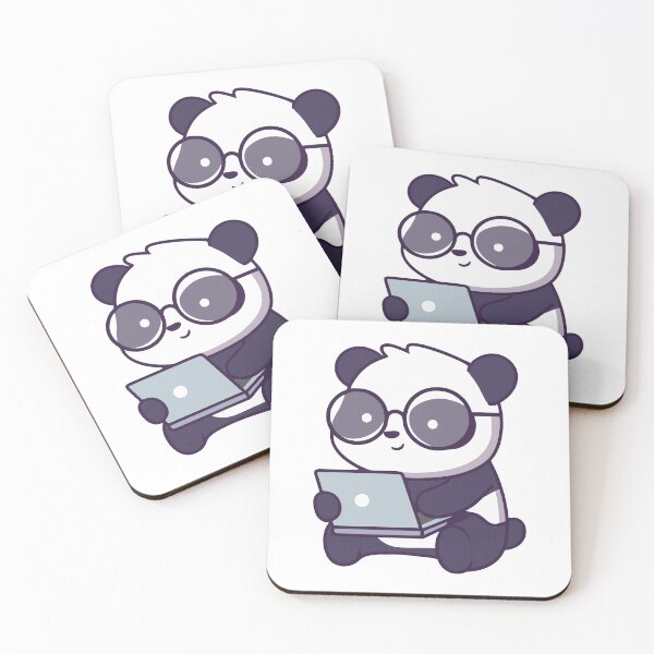 Item preview, Kawaii Panda Working on Laptop Nerd Sticker designed and sold by mbtikt.