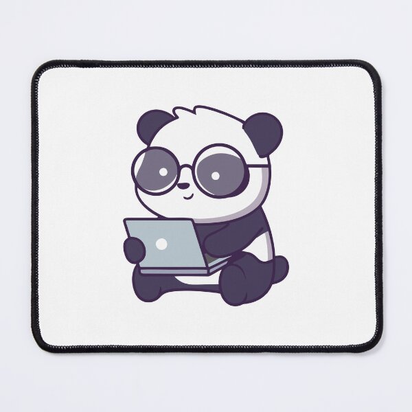 Item preview, Kawaii Panda Working on Laptop Nerd Sticker designed and sold by mbtikt.