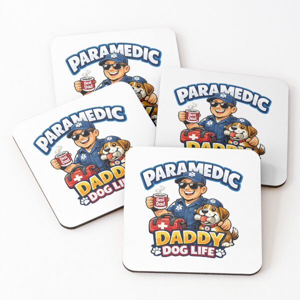 Item preview, Funny Paramedic Daddy Dog Lover EMS EMT Dog Dad Life Caffeine Chaos Gift for First Responder Fathers designed and sold by Im-Ara.