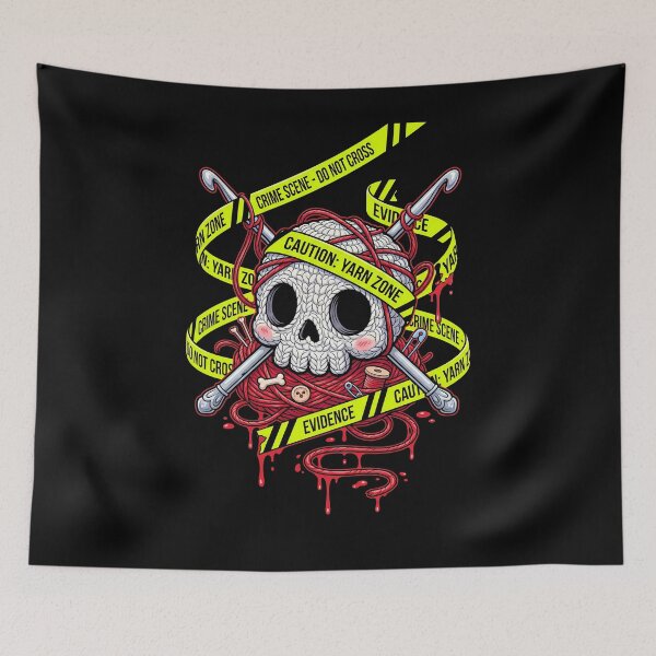 Item preview, True Crime & Crochet Yarn Skull | Creepy Kawaii Crime Scene designed and sold by PiotrT.