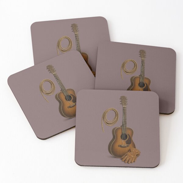Item preview, Country Guitar with Rope and Gloves – Rustic Western Vibes designed and sold by  QuarterHorseArt by Just my Studio.