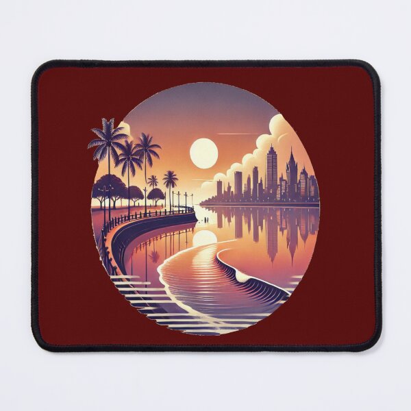 Item preview, Mumbai Sunset Skyline Retro Cityscape | Palm Trees Lake Reflection Aesthetic Travel Design designed and sold by Globalcitytees.