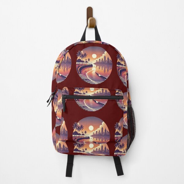 Item preview, Mumbai Sunset Skyline Retro Cityscape | Palm Trees Lake Reflection Aesthetic Travel Design designed and sold by Globalcitytees.