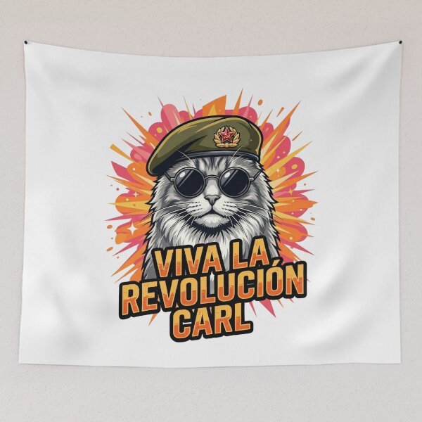 Item preview, Viva La, Revolución Carl Cat Feline Revolution Political Rebel Humor designed and sold by SofenArt.