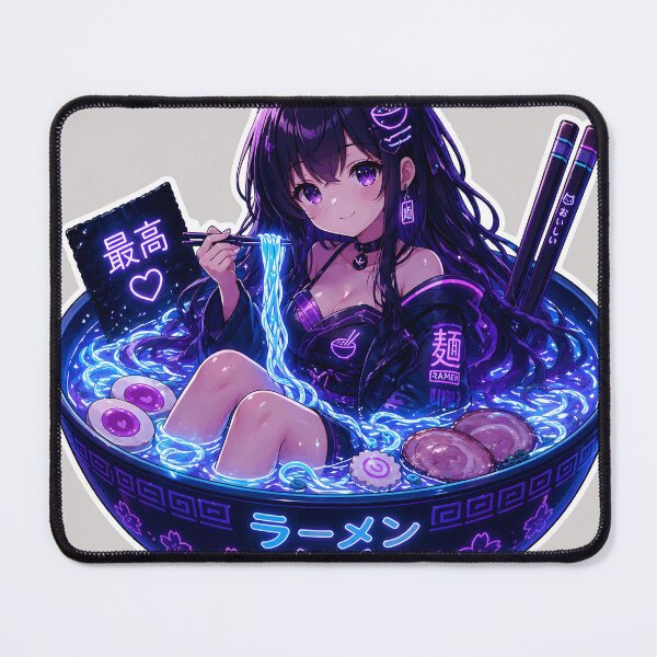 Item preview, Midnight Ramen Anime Girl Design, Cute Cyber Food Aesthetic, Neon Japanese Street Food Graphic designed and sold by MouradStudio.