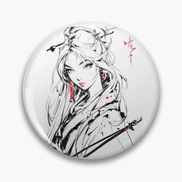 Item preview, Japanese Ink Portrait – Anime Style Elegant Woman designed and sold by EchoWave11.