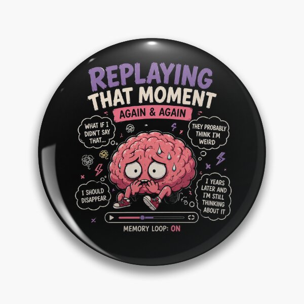 Item preview, Replaying That Moment Again Funny Overthinking Anxiety Design designed and sold by MotylekAnia.