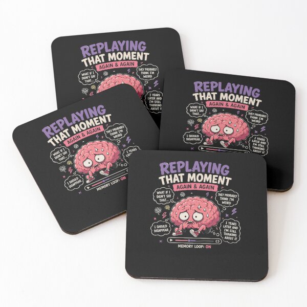 Item preview, Replaying That Moment Again Funny Overthinking Anxiety Design designed and sold by MotylekAnia.