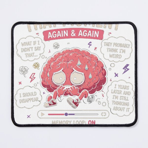 Item preview, Replaying That Moment Again Funny Overthinking Anxiety Design designed and sold by MotylekAnia.