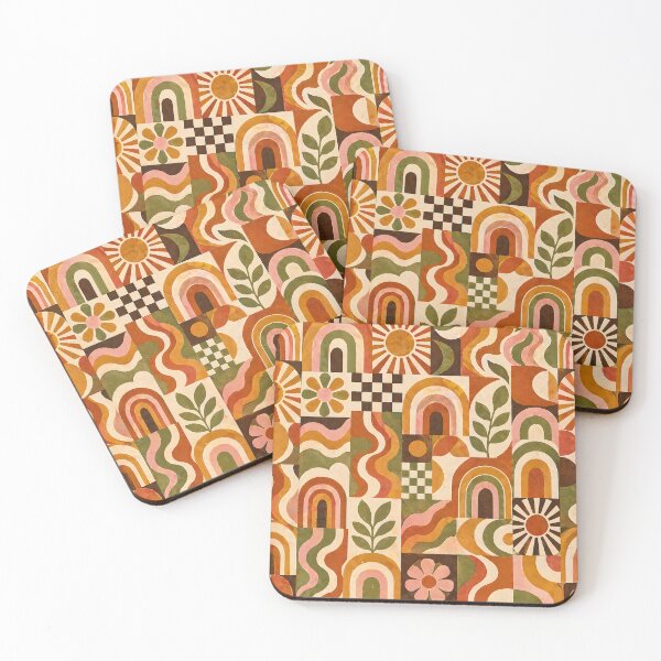 Item preview, Retro Abstract Geometric Pattern – 70s Rainbow, Sunburst & Organic Shapes designed and sold by Hashola Designs.