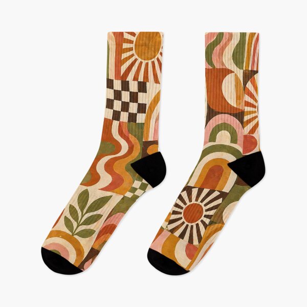Item preview, Retro Abstract Geometric Pattern – 70s Rainbow, Sunburst & Organic Shapes designed and sold by Hashola Designs.