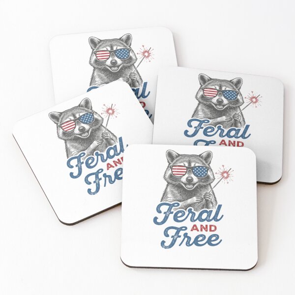 Item preview, Funny Feral And Free Patriotic Raccoon designed and sold by DizzyShirts1.
